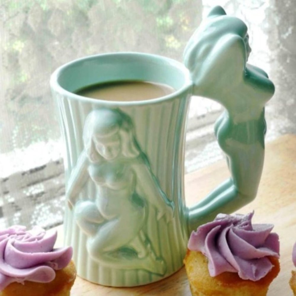 Fishs Eddy Pinup Girl Mug Mint Green Tiki Mug Girlie Bar Decor Aphrodite Goddess
